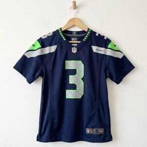 Nike Seattle Seahawks Russell Wilson 3 NFL Jersey Kids Medium 10/12 Navy Blue